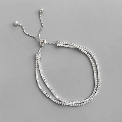 Wholesale 925 silver double layer CZ tennis bracelet silver adjustable design for women