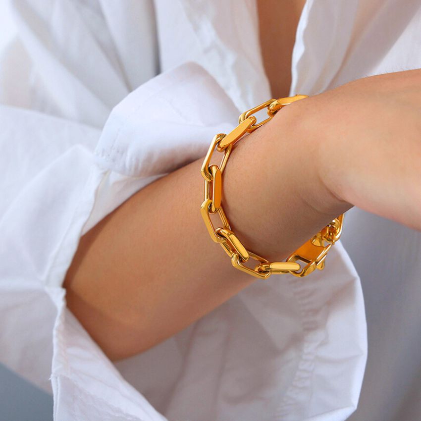 stainless steel chain jewelry gold chunky chain bracelet minimalist fashion