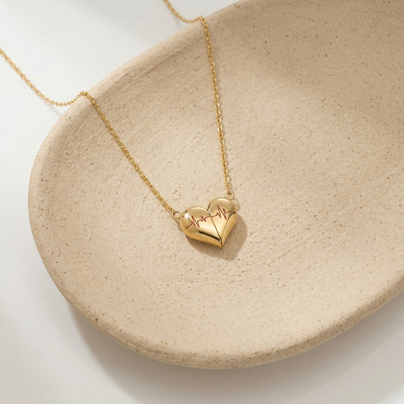 stainless steel gold heartbeat heart pendant necklace for couples