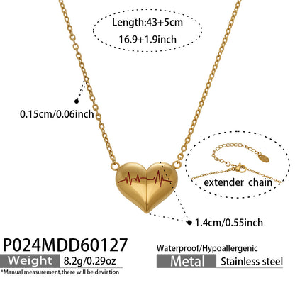 heart pendant necklace for couples extender detail