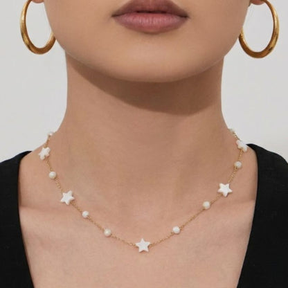Star jewelry set on model shell star necklace gold tone stainless steel