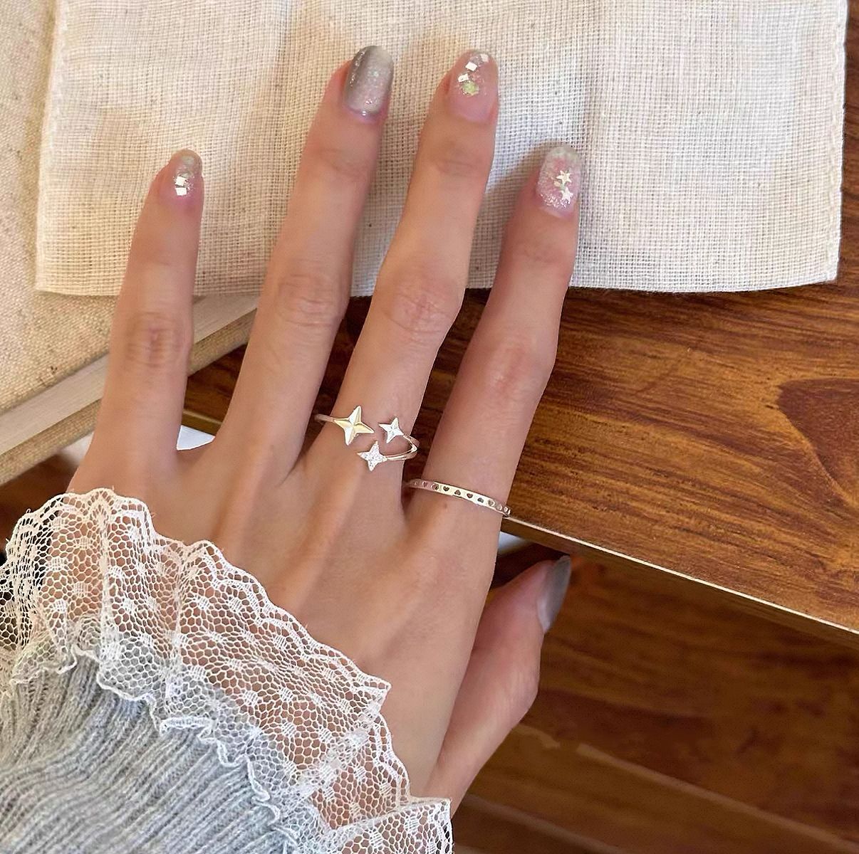 S925 sterling silver star rings styled for wholesale fashion jewelry resale