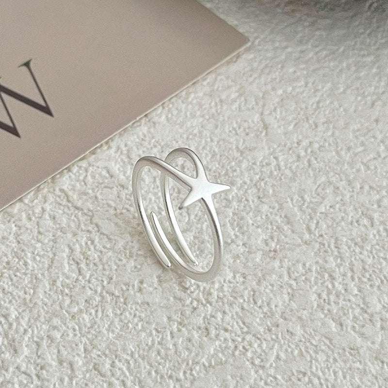 Starfish Ring Sterling Silver S925 Matte Adjustable Star Ring Wholesale Jewelry Set of 5