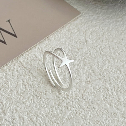 Starfish Ring Sterling Silver S925 Matte Adjustable Star Ring Wholesale Jewelry Set of 5