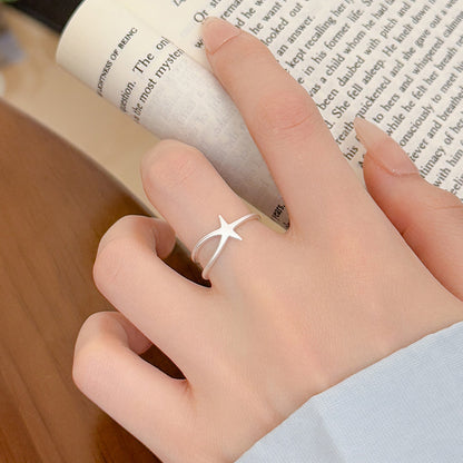 Starfish Ring Sterling Silver S925 Matte Adjustable Star Ring Wholesale Jewelry Set of 5