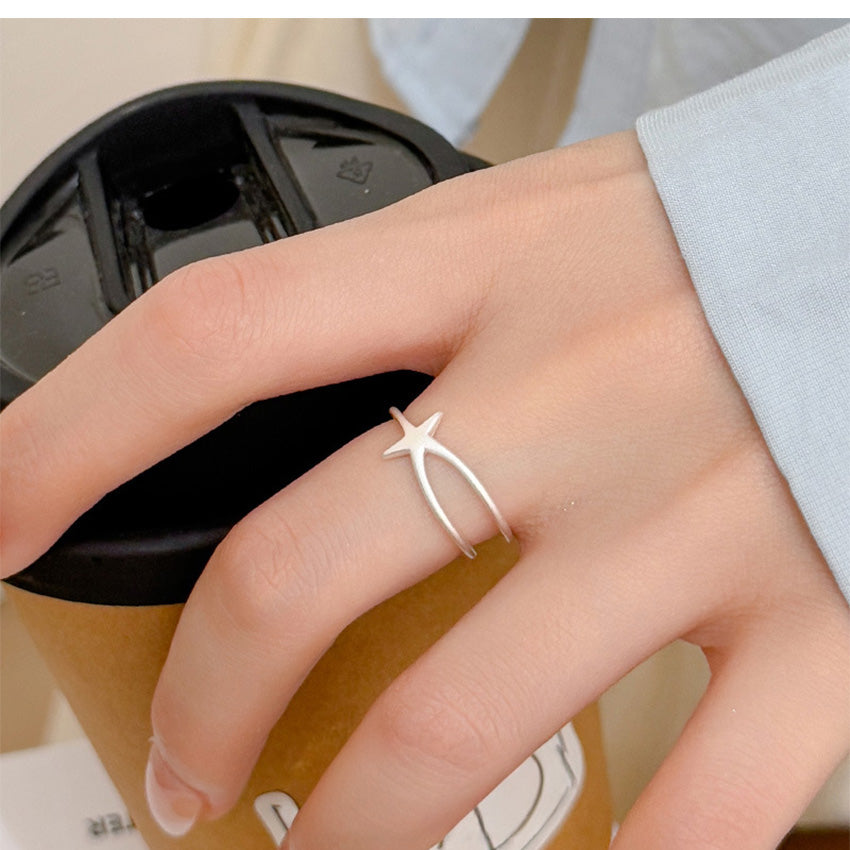 Starfish Ring Sterling Silver S925 Matte Adjustable Star Ring Wholesale Jewelry Set of 5