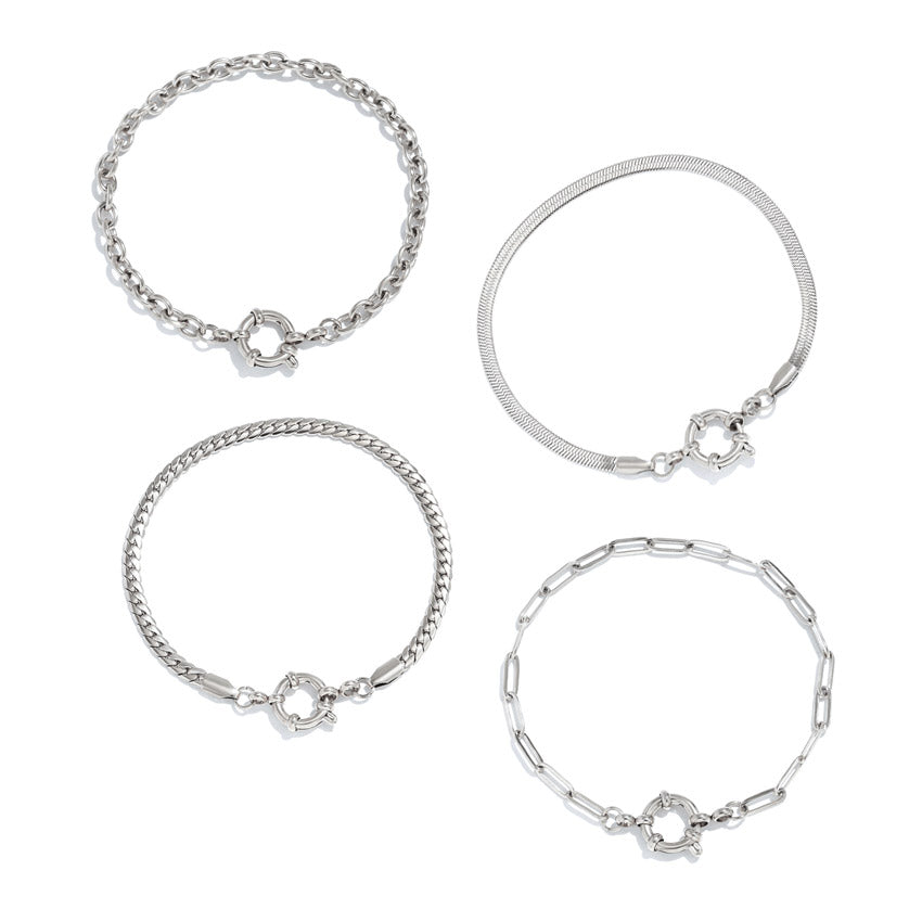 silver stainless steel waterproof non-tarnish chain bracelets