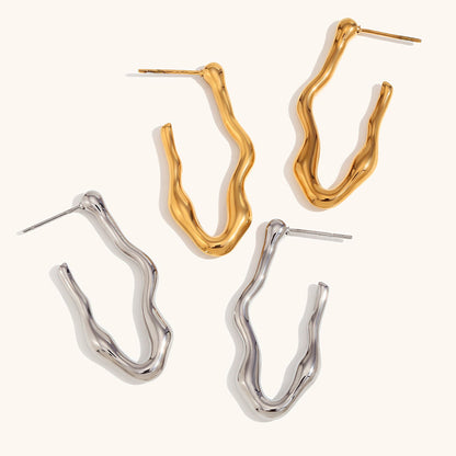 Wholesale wave V-shaped stainless steel fashion hoop earrings