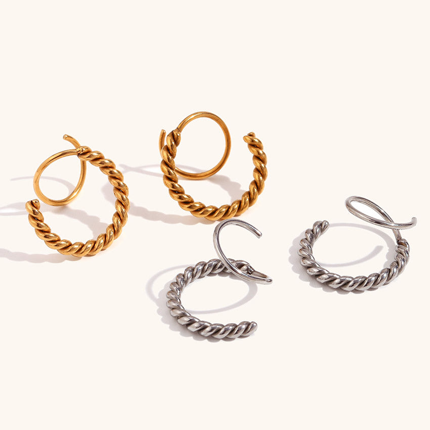 stainless steel spiral style twist rope stud earrings for women