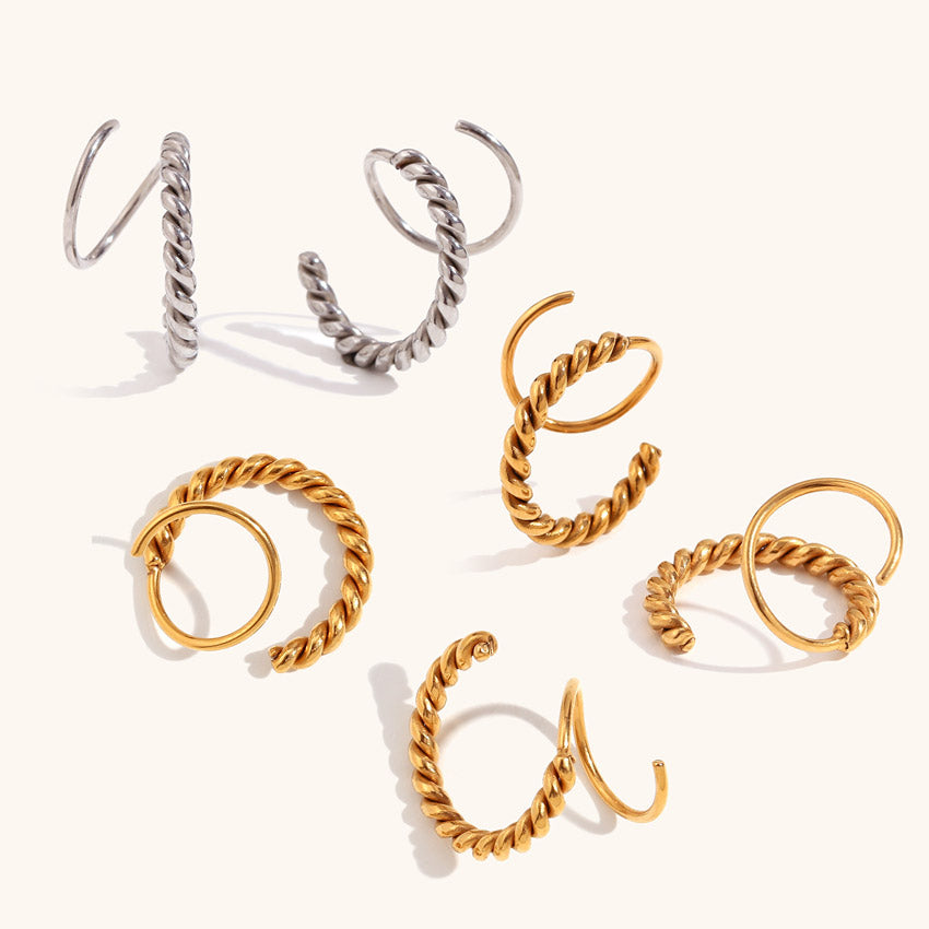 stainless steel spiral style twist earrings for women