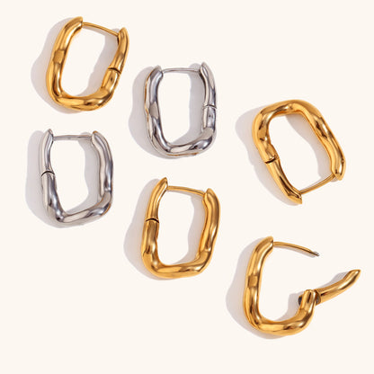 stainless steel tarnish free rectangle ear hoop earrings