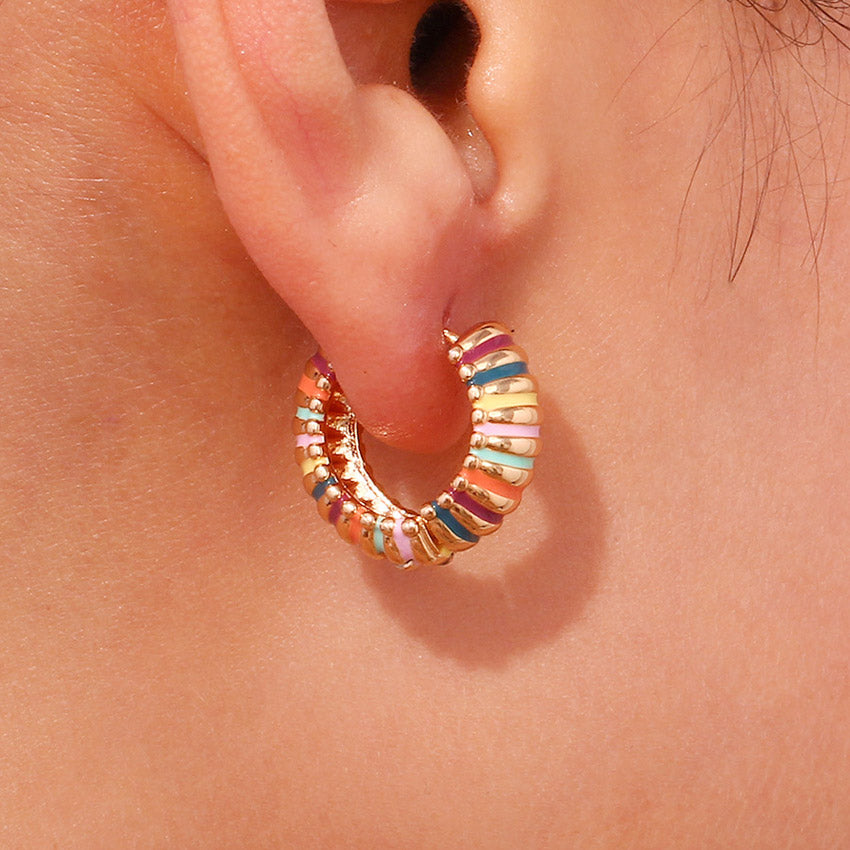 enamel stainless steel ear hoop earrings