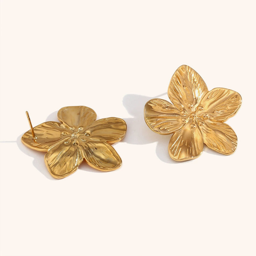 stainless steel hypoallergenic waterproof large flowers earrings