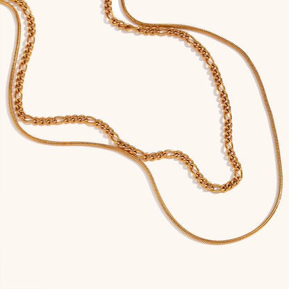 stainless steel figaro and snake chain necklace