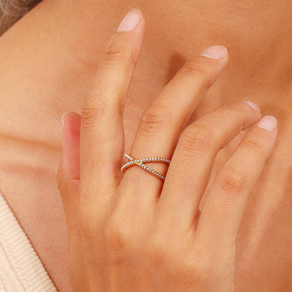 cross shape rings with pearl