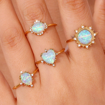 women adjustable stainless steel opal rings