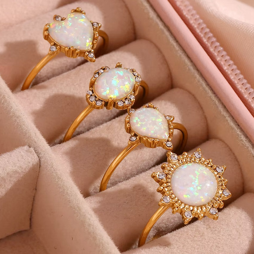 gold high end beautiful opal rings for women