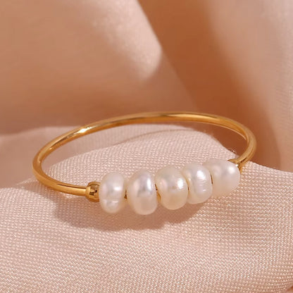 Gold baroque pearl ring