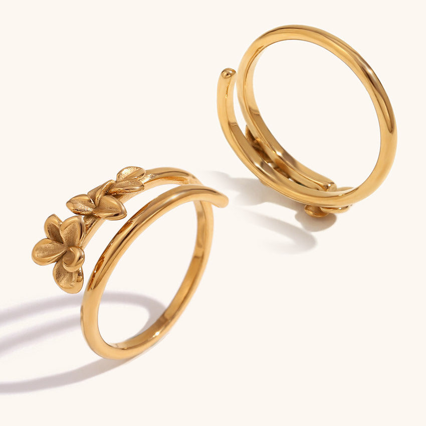 double layer gold plated women three flower finger ring