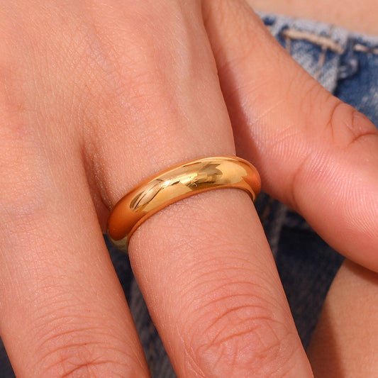 stainless steel simple gold thick band ring