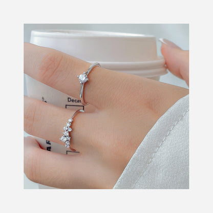 925 Sterling Silver Minimalist Irregular Zirconia Starry Dot Ring Set of 5