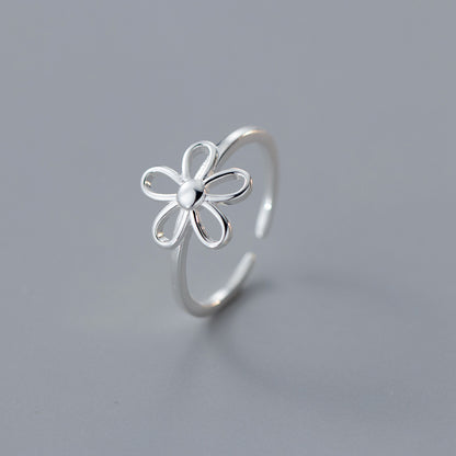 Sterling Silver Fresh Sweet Bloom Series Open Ring Set of 5