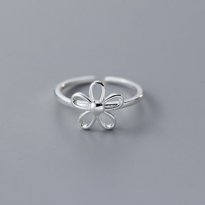 Sterling Silver Fresh Sweet Bloom Series Open Ring Set of 5