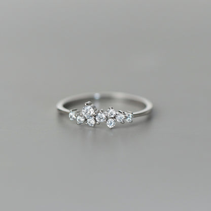 925 Sterling Silver Minimalist Irregular Zirconia Starry Dot Ring Set of 5
