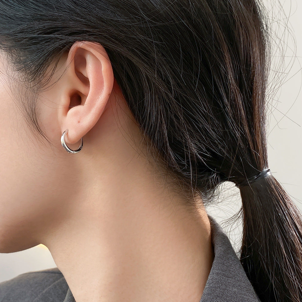 925 Sterling Silver Minimalist Smooth Hoop Earrings (5 Pairs)