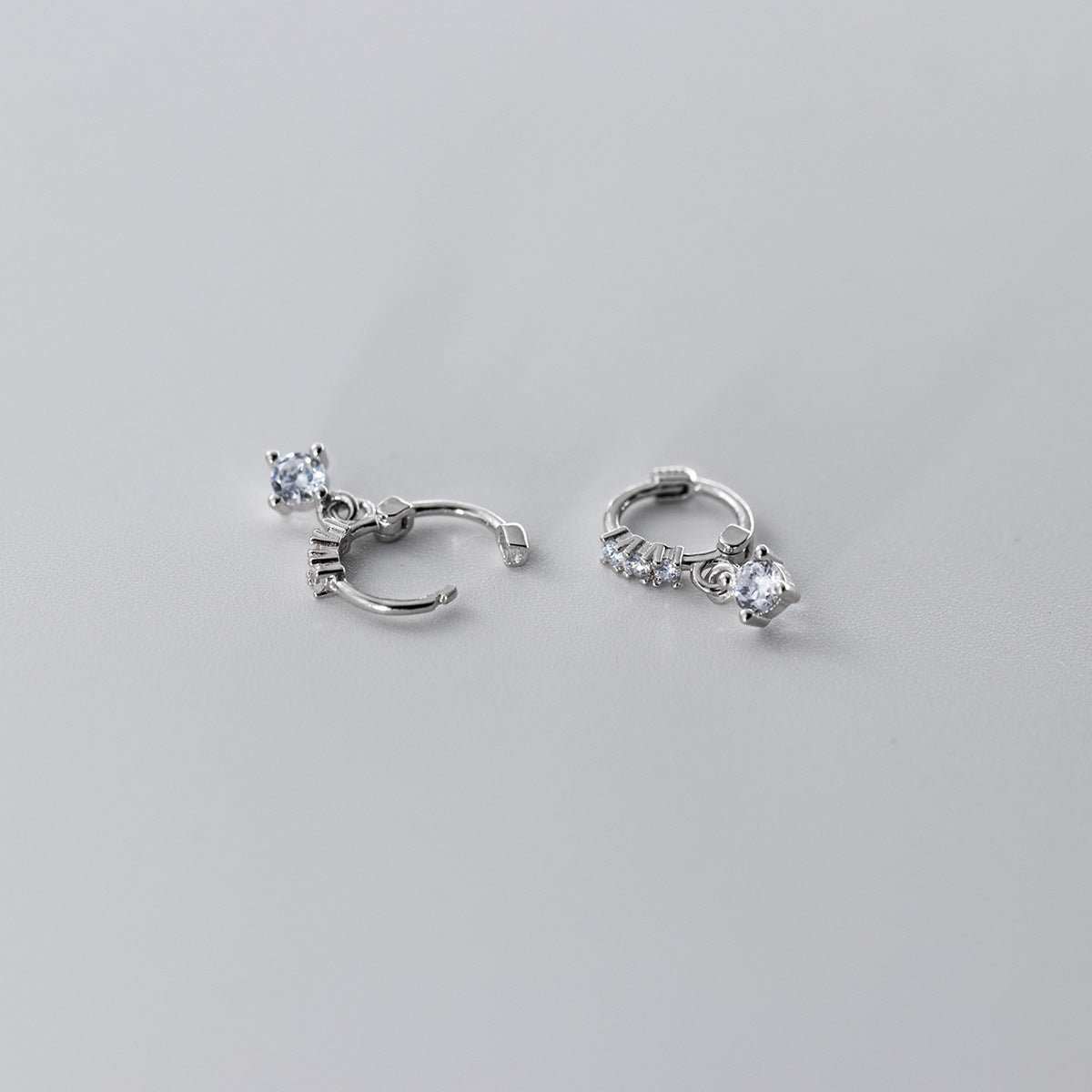 Sterling Silver Geometric Square Zirconia Earrings (5 Pairs)