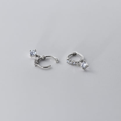 Sterling Silver Geometric Square Zirconia Earrings (5 Pairs)
