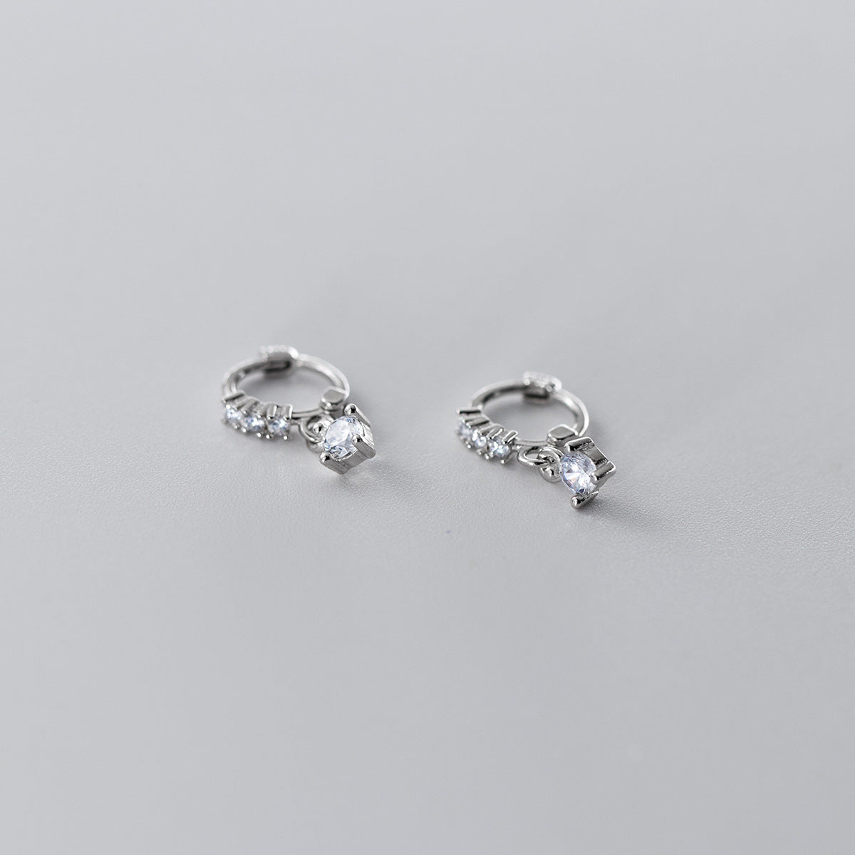Sterling Silver Geometric Square Zirconia Earrings (5 Pairs)