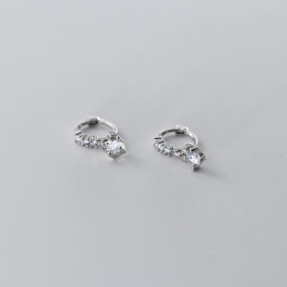 Sterling Silver Geometric Square Zirconia Earrings (5 Pairs)