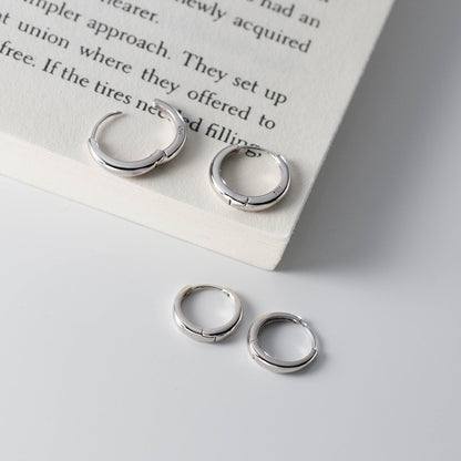 925 Sterling Silver Minimalist Smooth Hoop Earrings (5 Pairs)