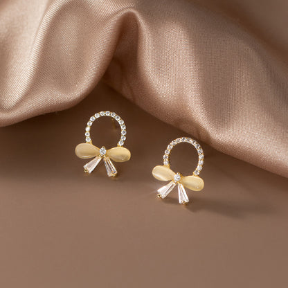 925 Sterling Silver Elegant French-Inspired Zirconia Butterfly Knot Earrings (5 Pairs)