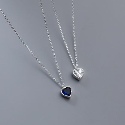 925 Sterling Silver Minimalist Sparkling Heart Pendant Necklace set of 5