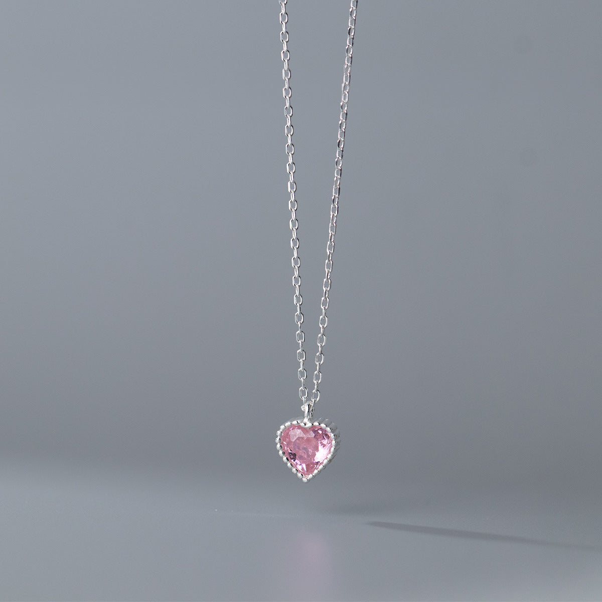 925 Sterling Silver Minimalist Sparkling Heart Pendant Necklace set of 5