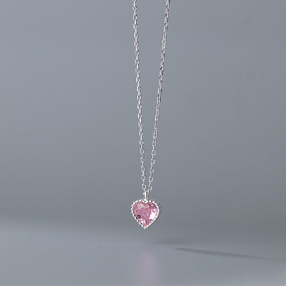 925 Sterling Silver Minimalist Sparkling Heart Pendant Necklace set of 5