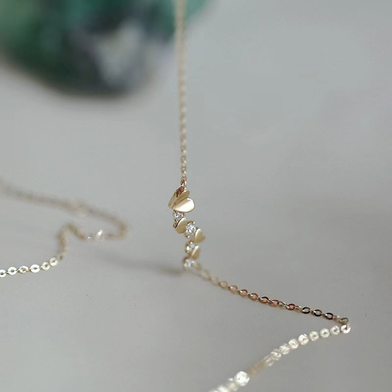 925 Sterling Silver Irregular Heart Zircon Necklace Set of 5