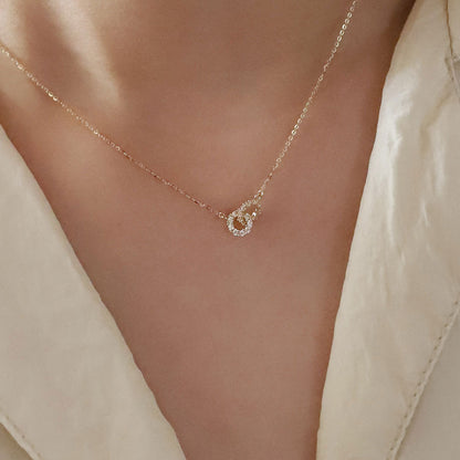 Infinity Bond Sterling Silver Interlocking Double Ring Necklace Set of 5