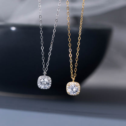 925 Sterling Silver Elegant Square Necklace with Cubic Zirconia Accent Set of 5