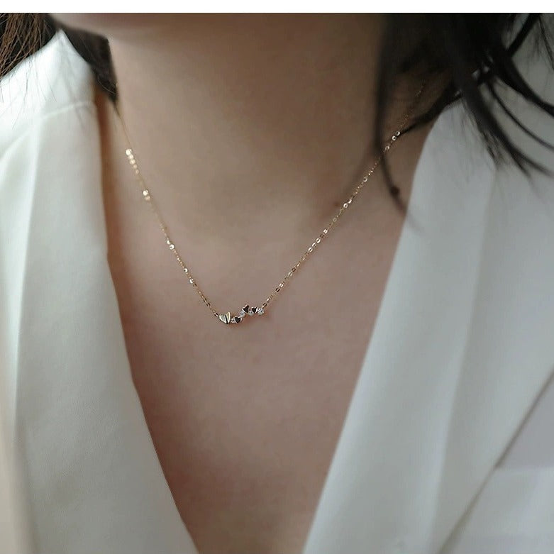 925 Sterling Silver Irregular Heart Zircon Necklace Set of 5