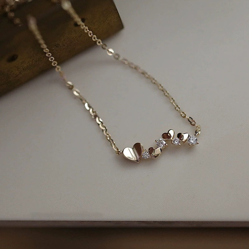 925 Sterling Silver Irregular Heart Zircon Necklace Set of 5