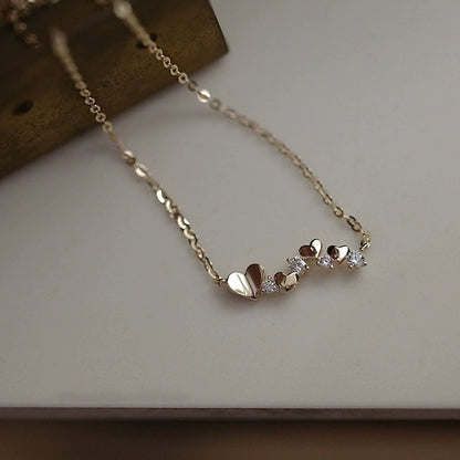 925 Sterling Silver Irregular Heart Zircon Necklace Set of 5