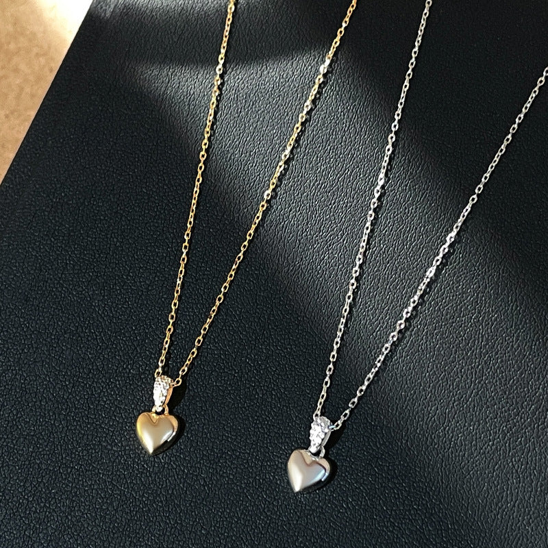 Sterling Silver Puffed Heart Necklace 14K Gold Plated Twisted Chain Wholesale Set of 5