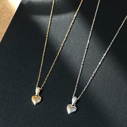 Sterling Silver Puffed Heart Necklace 14K Gold Plated Twisted Chain Wholesale Set of 5