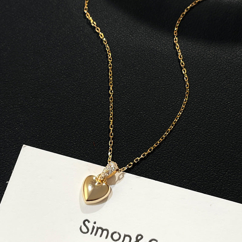 Sterling Silver Puffed Heart Necklace 14K Gold Plated Twisted Chain Wholesale Set of 5