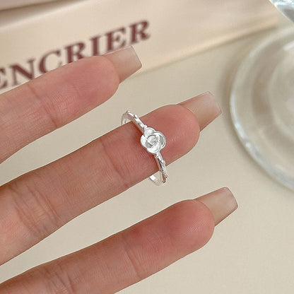 S925 sterling silver rose flower ring styled for boutique resale and gifting