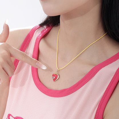 Enamel strawberry necklace and matching earrings five piece set
