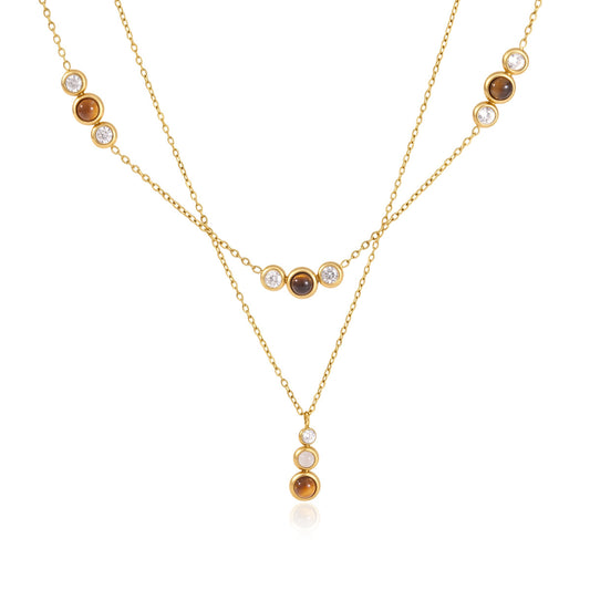 Two separately sold necklaces shown together for styling